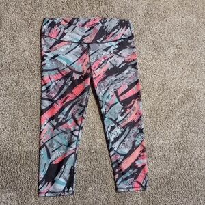 Fabletics Women's Black Gray Pink Teal Abstract Print Leggings